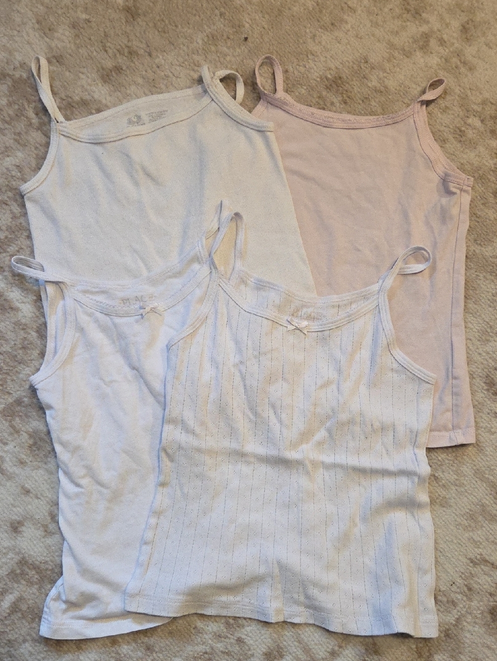Childrens Place  Lightweight Camisole Undershirt Tanks in Pale Pink & White